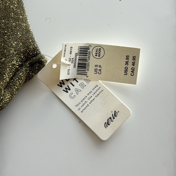 Aerie Swim Suit never wore top and bottom are size small, army green metallic - Picture 3 of 8